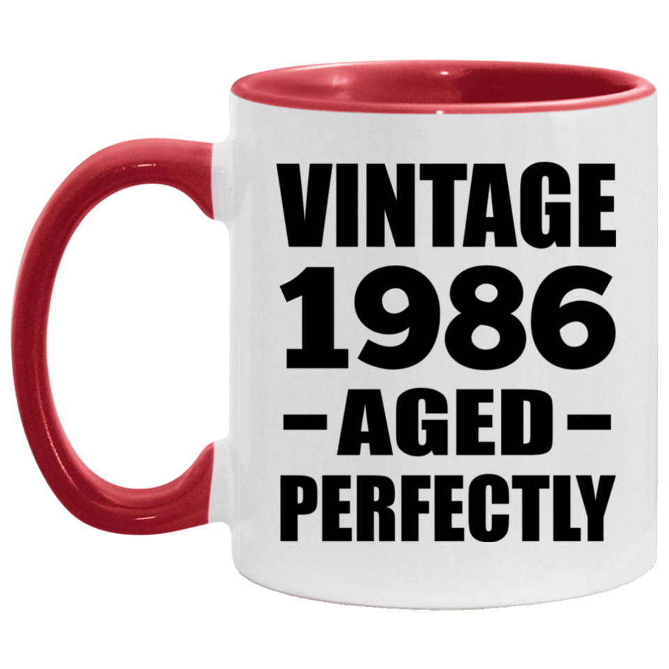 38th Birthday Vintage 1986 Aged Perfectly - 11oz Accent Mug Red