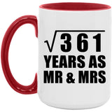 19th Anniversary Square Root of 361 Years As Mr & Mrs - 15oz Accent Mug Red