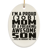 [CC] Personalized Gift, Proud [Job] Mom Of Awesome Son - Ceramic Ornament
