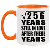 16th Anniversary Square Root of 256 Years Still In Love - 11oz Accent Mug Orange