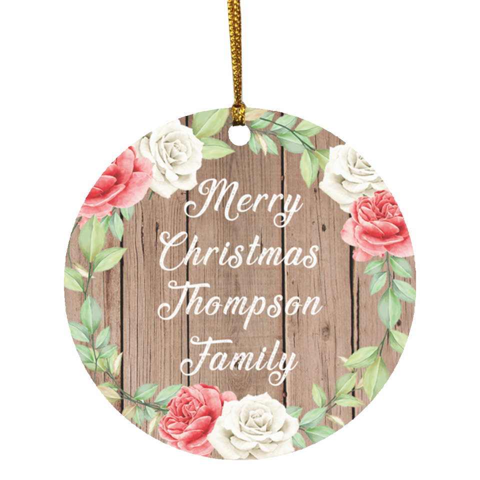 Merry Christmas Thompson Family - Circle Ornament B