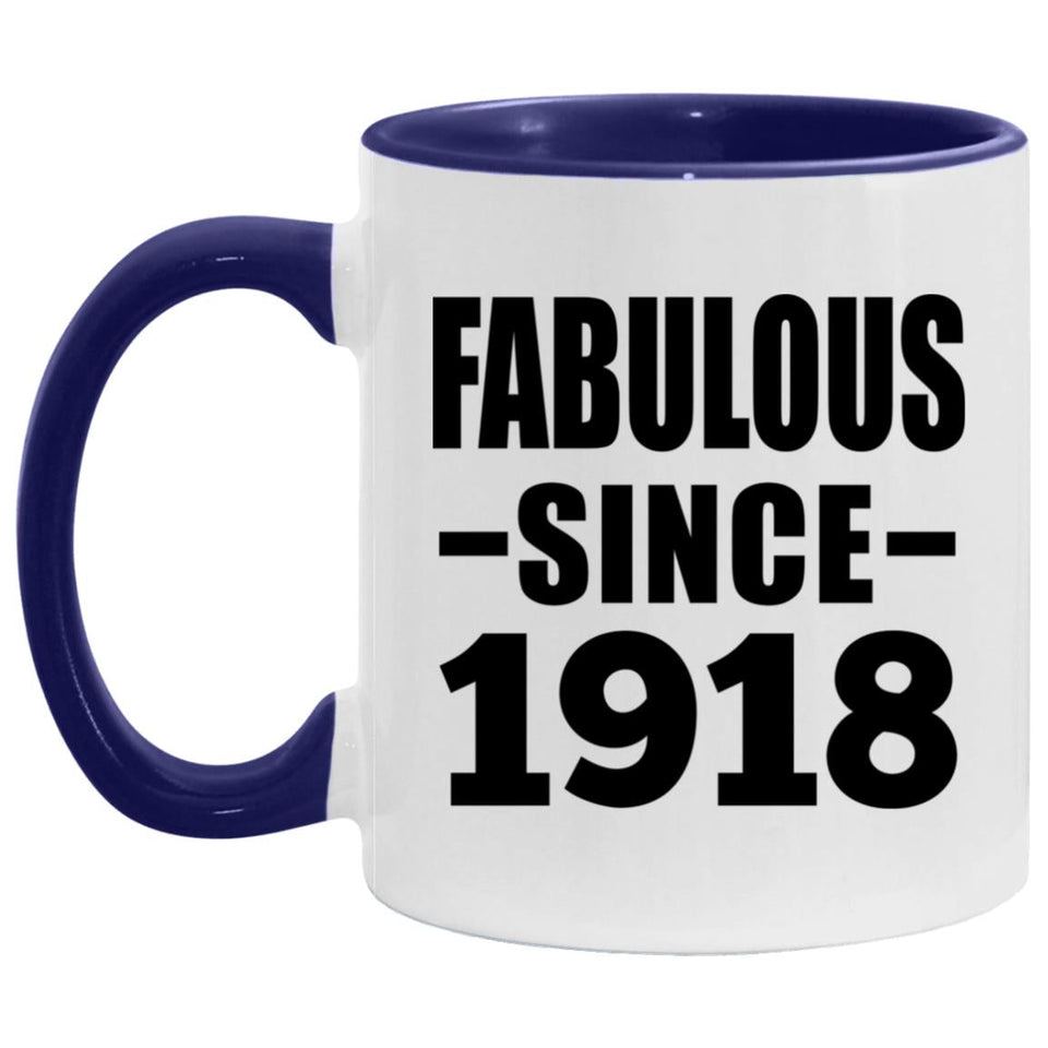 106th Birthday Fabulous Since 1918 - 11oz Accent Mug Purple