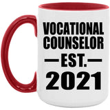 Vocational Counselor Established EST. 2021 - 15oz Accent Mug Red