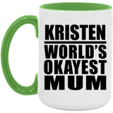 Kristen World's Okayest Mum - 15oz Accent Mug Green