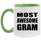 Most Awesome Gram - 11oz Accent Mug Green