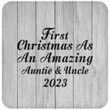 First Christmas As An Amazing Auntie & Uncle 2023 - Drink Coaster F