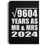 98th Anniversary Square Root of 9604 Years As Mr & Mrs 2024 - Canvas Portrait