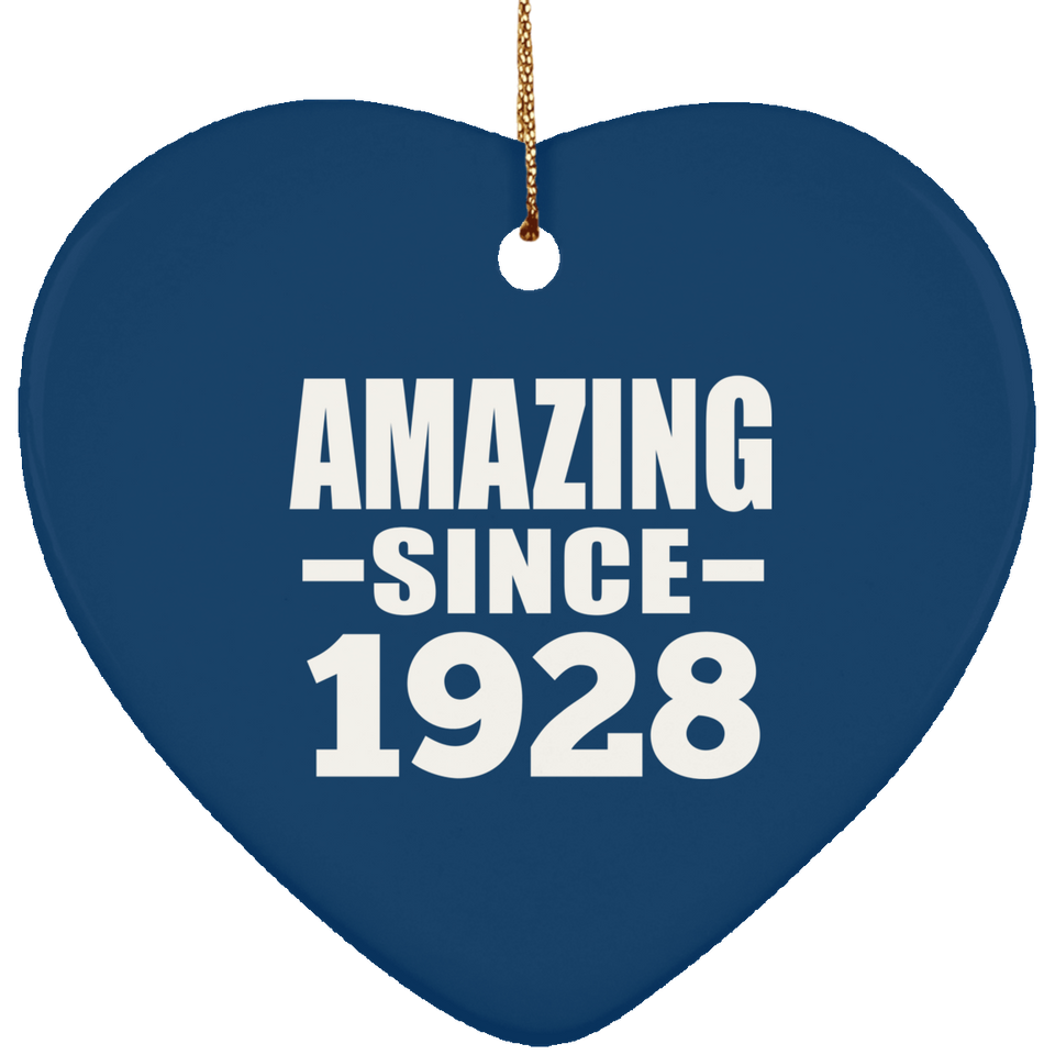 96th Birthday Amazing Since 1928 - Heart Ornament