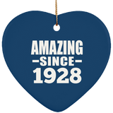 96th Birthday Amazing Since 1928 - Heart Ornament