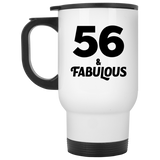 56th Birthday 56 & Fabulous - White Travel Mug