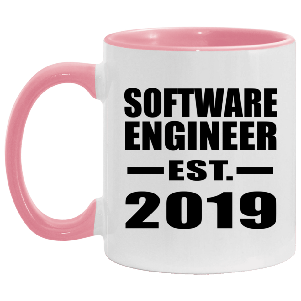 Software Engineer Established EST. 2019 - 11oz Accent Mug Pink