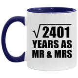 49th Anniversary Square Root of 2401 Years As Mr & Mrs - 11oz Accent Mug Purple