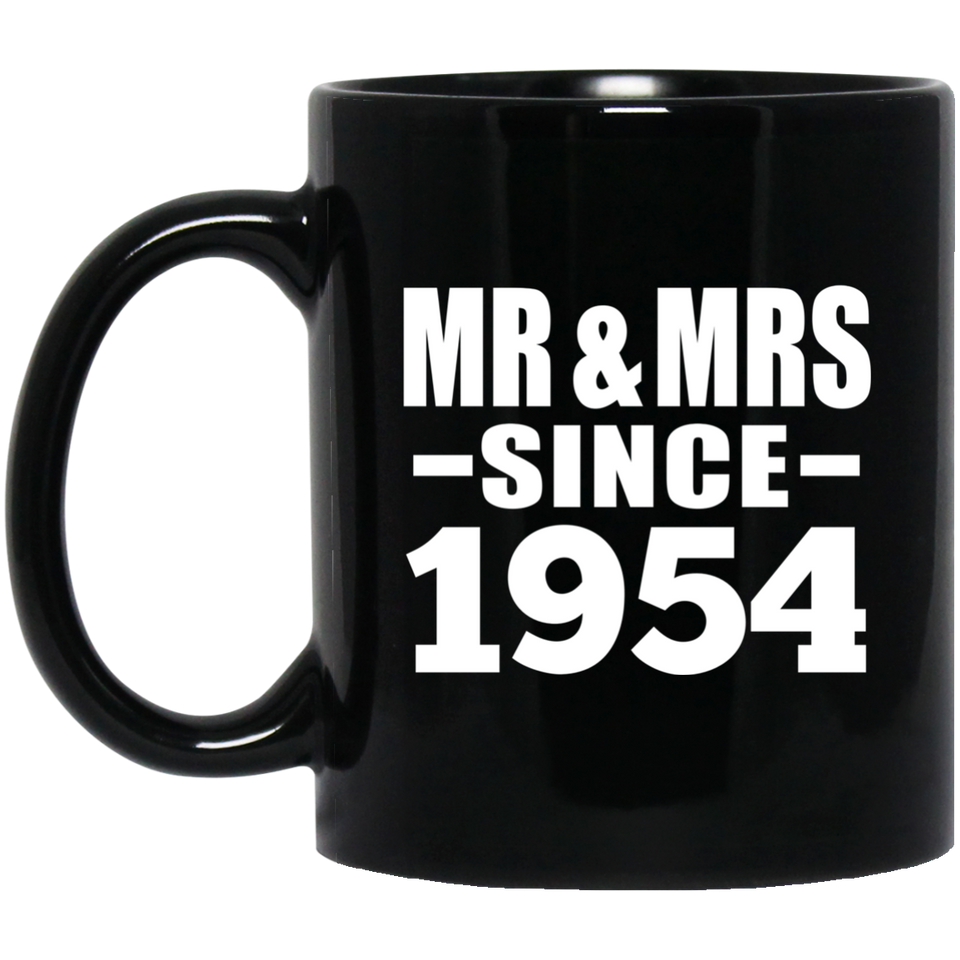 70th Anniversary Mr & Mrs Since 1954 - 11 Oz Coffee Mug Black
