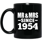 70th Anniversary Mr & Mrs Since 1954 - 11 Oz Coffee Mug Black