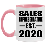 Sales Representative Established EST. 2020 - 11oz Accent Mug Pink
