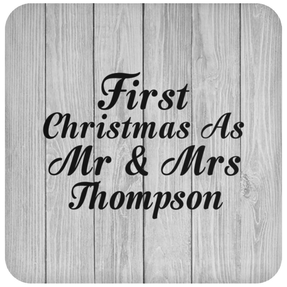 First Christmas As Mr & Mrs Thompson - Drink Coaster F