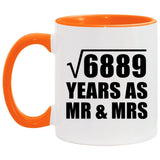 83rd Anniversary Square Root of 6889 Years As Mr & Mrs - 11oz Accent Mug Orange