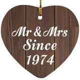 50th Anniversary Mr & Mrs Since 1974 - Heart Ornament D