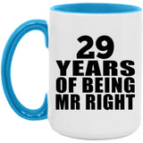 29th Anniversary 29 Years Of Being Mr Right - 15oz Accent Mug Blue