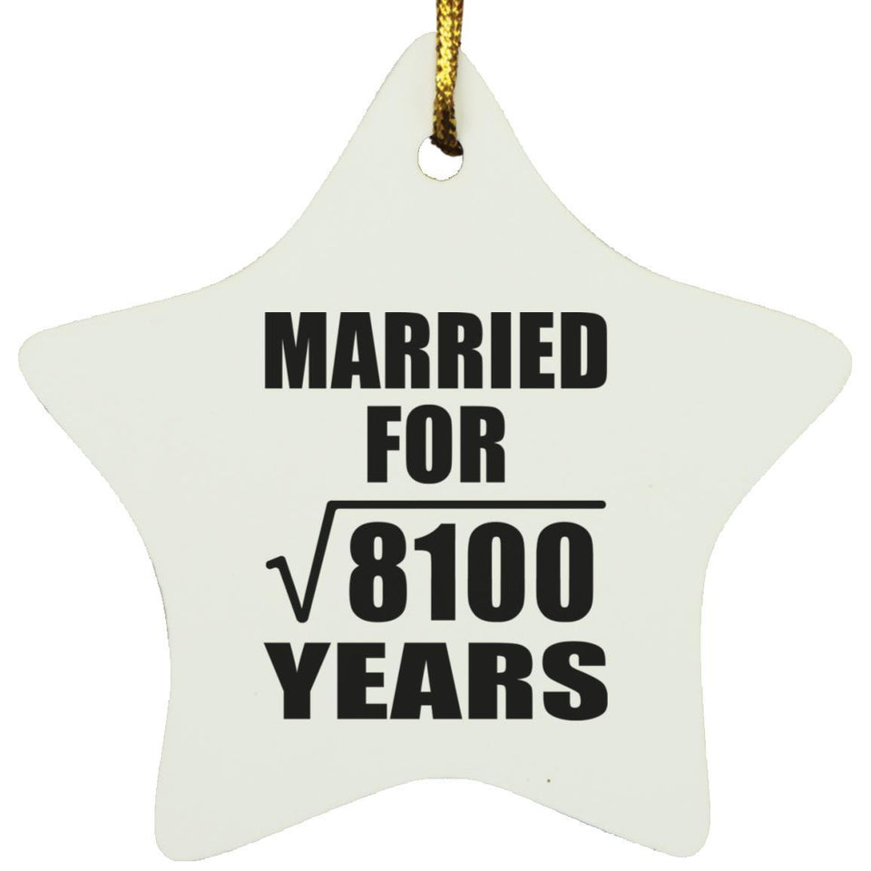 90th Anniversary Married For Square Root of 8100 Years - Star Ornament