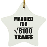 90th Anniversary Married For Square Root of 8100 Years - Star Ornament