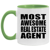 Most Awesome Real Estate Agent - 11oz Accent Mug Green