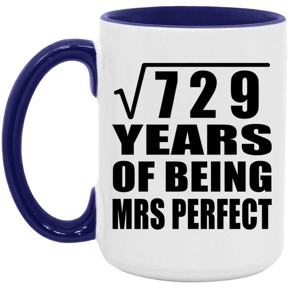 27th Anniversary Square Root of 729 Years of Mrs Perfect - 15oz Accent Mug Purple