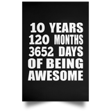 10th Birthday 10 Years 120 Months 3652 Days Of Awesome - Poster Portrait