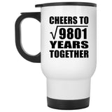 99th Anniversary Cheers To Square Root of 9801 Years Together - White Travel Mug