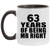 63rd Anniversary 63 Years Of Being Mr Right - 11oz Accent Mug Black