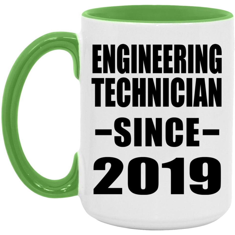 Engineering Technician Since 2019 - 15oz Accent Mug Green