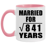 29th Anniversary Married For Square Root of 841 Years - 11oz Accent Mug Pink