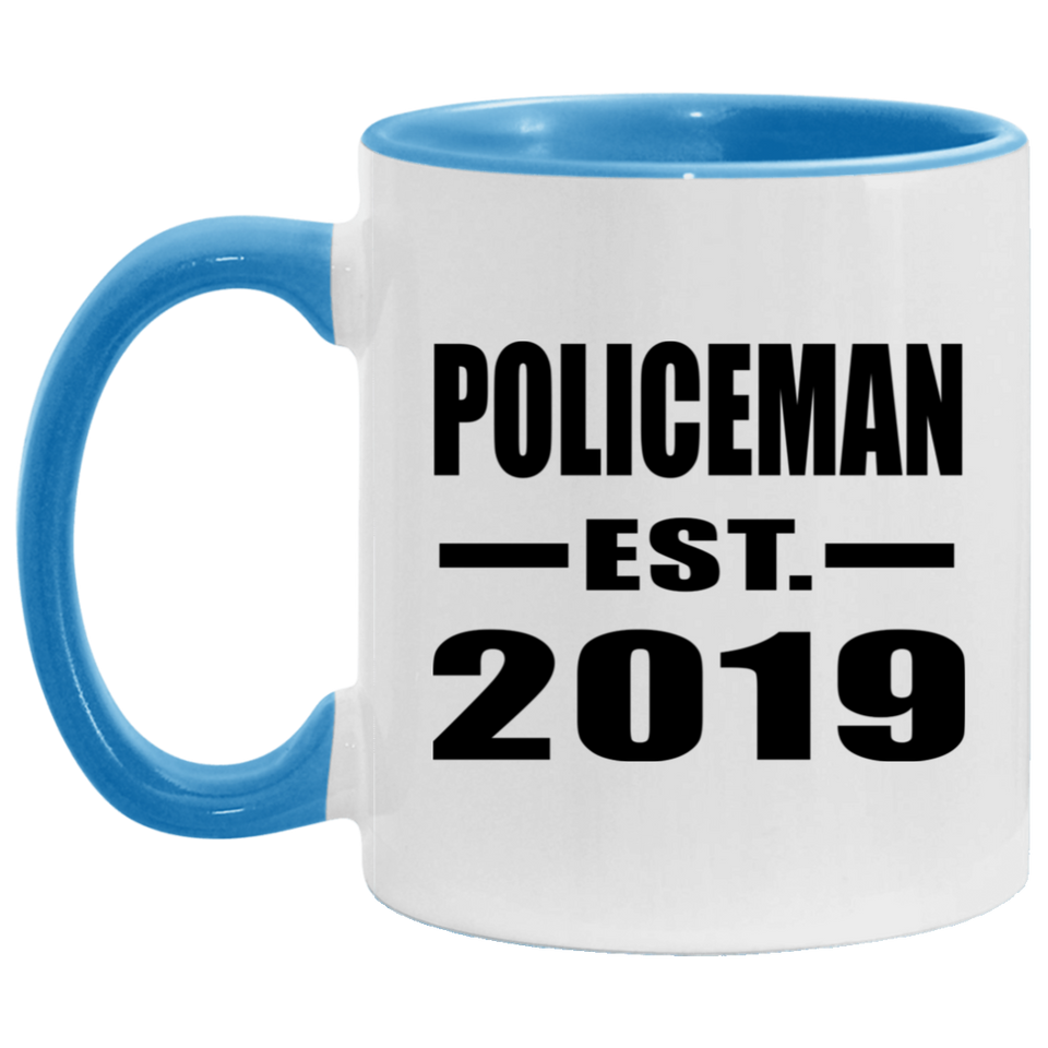 Policeman Established EST. 2019 - 11oz Accent Mug Blue