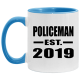 Policeman Established EST. 2019 - 11oz Accent Mug Blue