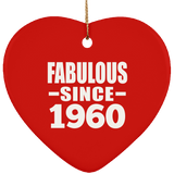 64th Birthday Fabulous Since 1960 - Heart Ornament