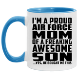 Proud Air Force Mom Of Awesome Son - 11oz Accent Mug Blue