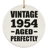 70th Birthday Vintage 1954 Aged Perfectly - Circle Ornament