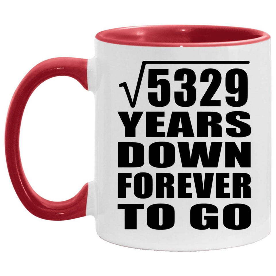 73rd Anniversary Square Root of 5329 Years Down Forever To Go - 11oz Accent Mug Red