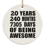 20th Birthday 20 Years 240 Months 7305 Days Of Awesome - Circle Ornament