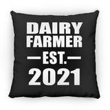 Dairy Farmer Established EST. 2021 - Throw Pillow Black