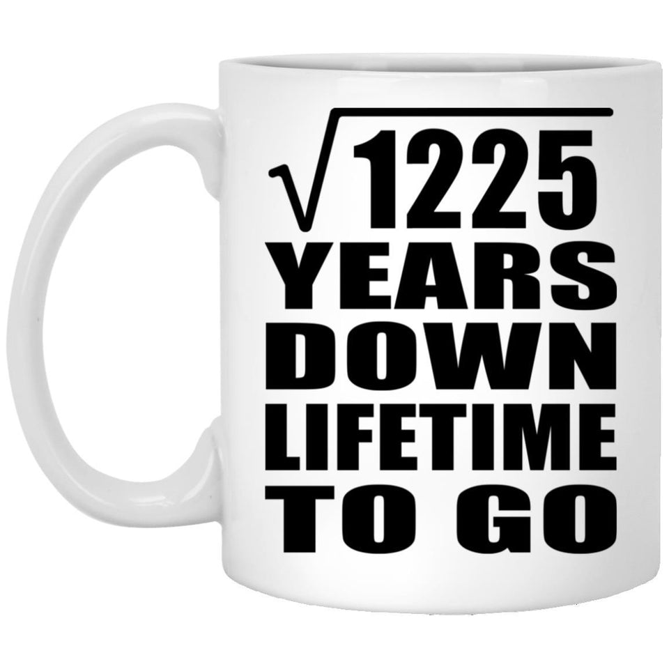 35th Anniversary Square Root of 1225 Years Lifetime To Go - 11oz Coffee Mug