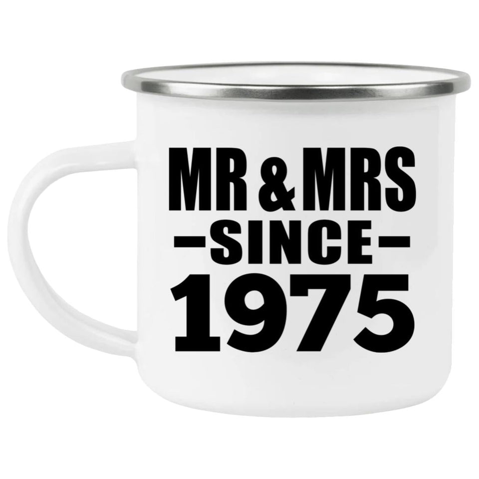 49th Anniversary Mr & Mrs Since 1975 - 12oz Camping Mug