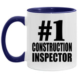 Number One #1 Construction Inspector - 11oz Accent Mug Purple