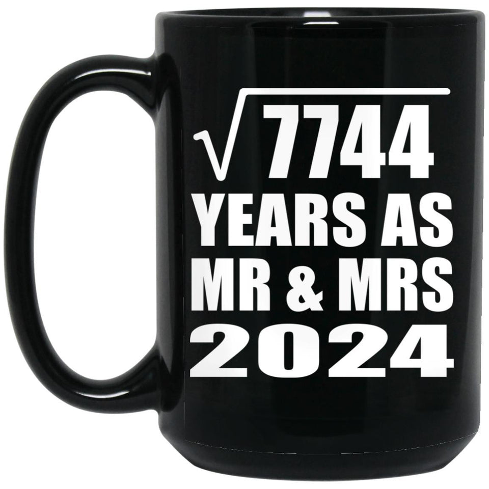 88th Anniversary Square Root of 7744 Years As Mr & Mrs 2024 - 15oz Coffee Mug Black