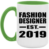 Fashion Designer Established EST. 2019 - 15oz Accent Mug Green
