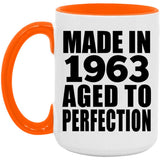 61st Birthday Made In 1963 Aged to Perfection - 15oz Accent Mug Orange