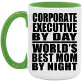 Corporate Executive By Day World's Best Mom By Night - 15oz Accent Mug Green