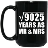 95th Anniversary Square Root of 9025 Years As Mr & Mrs - 15oz Coffee Mug Black