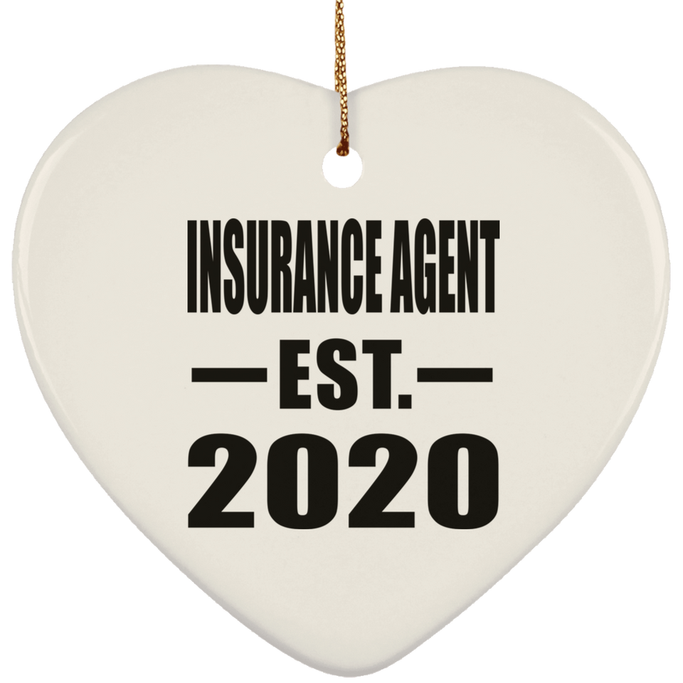 Insurance Agent Established EST. 2020 - Heart Ornament