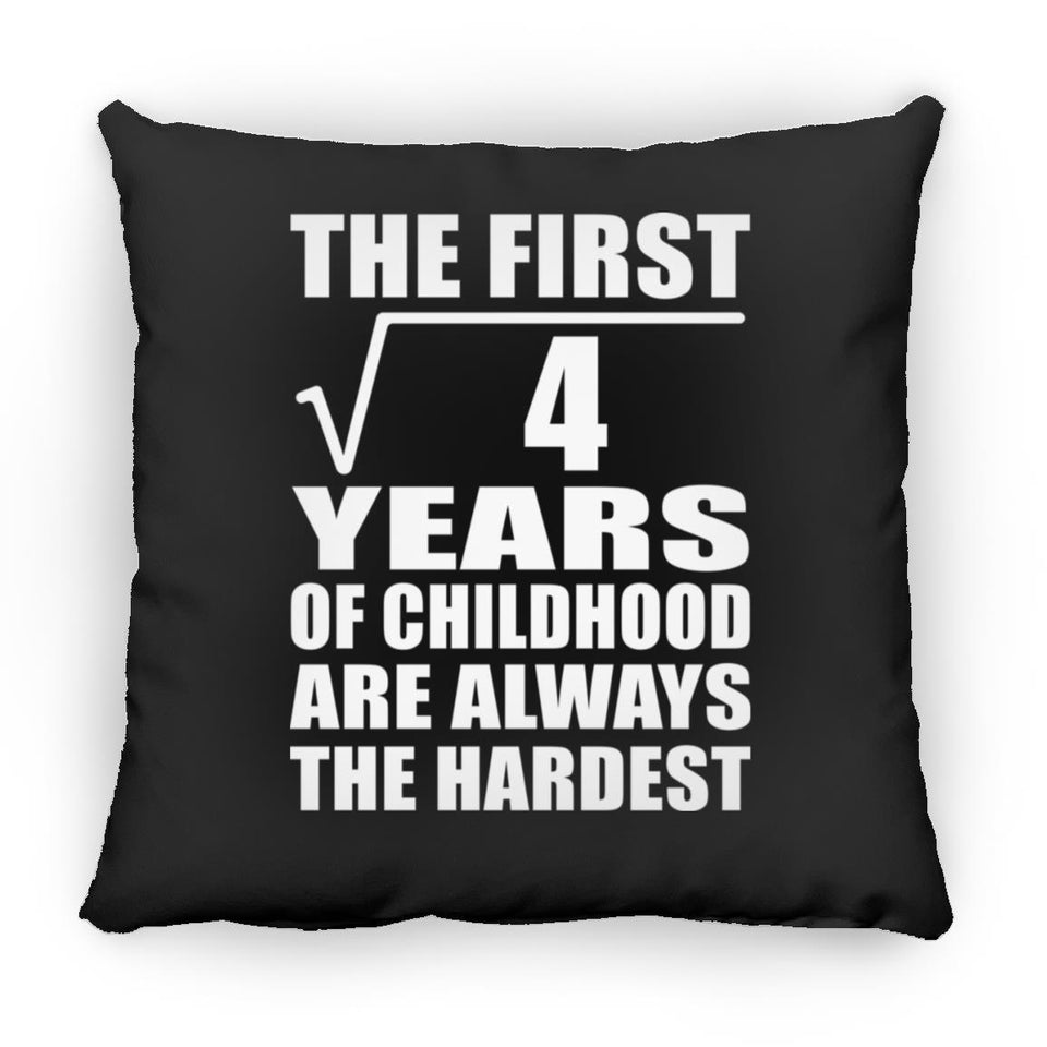 2nd Birthday Square Root of 4 Years of Childhood - Throw Pillow Black